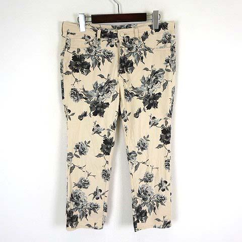 パンツ サブリナパンツ クロップド 花柄 フラワー ストレッチ コットン 