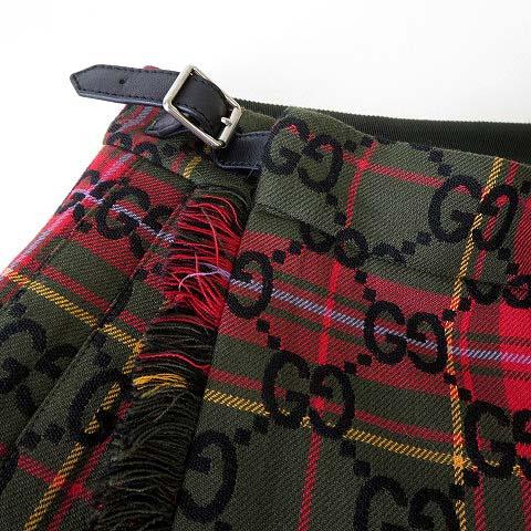 グッチ GUCCI スカート ラップスカート バックプリーツ GG モノグラム  