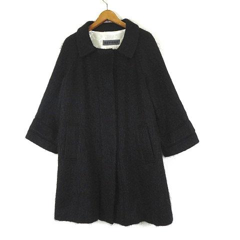 極美品■バーバリーズ　ウール　ロングコート　ブラック　比翼ボタン　9号 ゲイグリー GEYGRY コート シャギー ウール ステンカラー 比翼