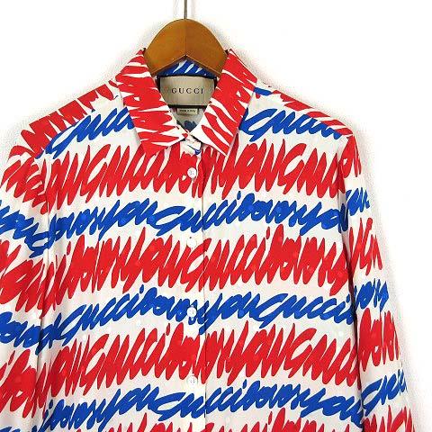 GUCCI 未使用品 グッチ 2023SS シャツ ブラウス シルク ロゴ