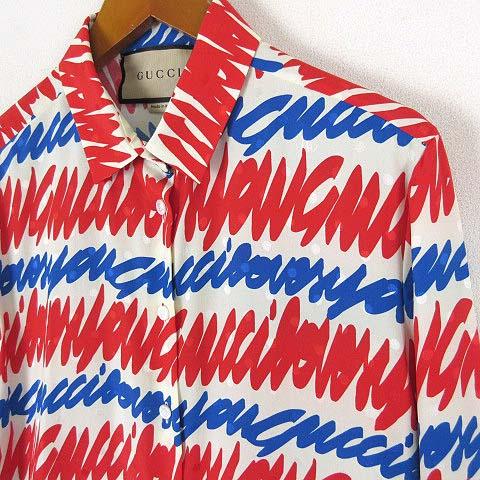 GUCCI 未使用品 グッチ 2023SS シャツ ブラウス シルク ロゴ