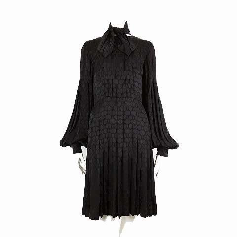 CHANEL シャネル シルク ロングワンピース 美品 CHANEL シャネル ワンピース ドレス プリーツ シルク サークル柄