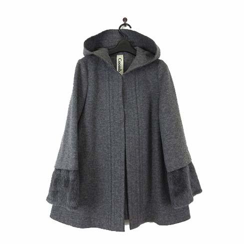 Coomb ダークグレー ファー ポンチョ スムースファー フーディー