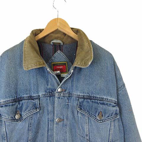 80-90's Wrangler 襟コーデュロイ ブラックデニムカバーオール L 2309cc298a1d9dd35f10b0e398eb08