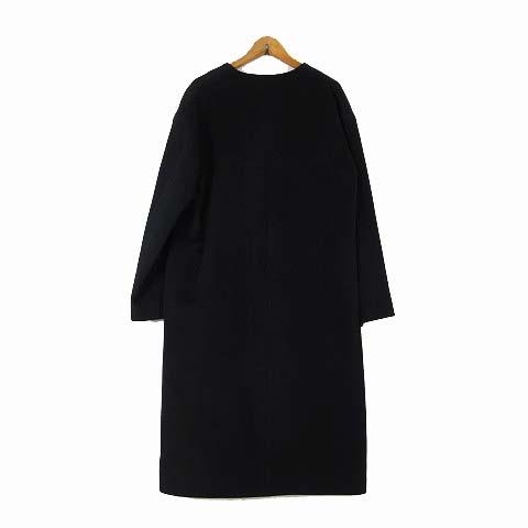 イネド】カシミヤ100% ロングコート 黒 サイズ11 INED（イネド） コート ノーカラー ロングコート カシミヤ ウール