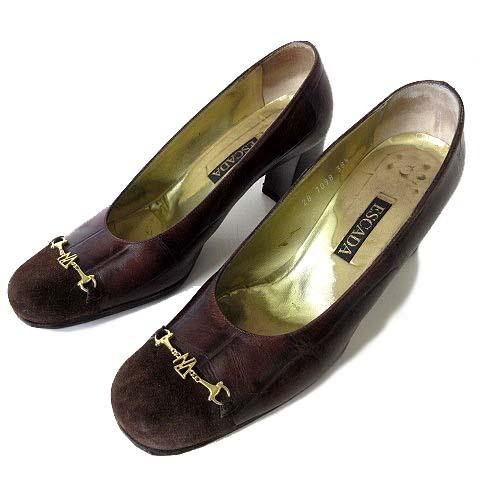 エスカーダ ESCADA イタリア製 パンプス ハイヒール ビット金具 クロコ 