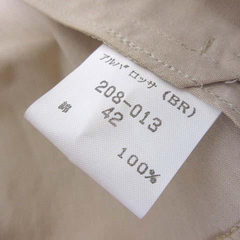 【中古】インポートロッサ ROSSA アルバロッサ alba コート ロングコート アウター Ａライン レース襟 L 42 ベージュ インポートロッサ ROSSA アルバロッサ alba コート ロングコート