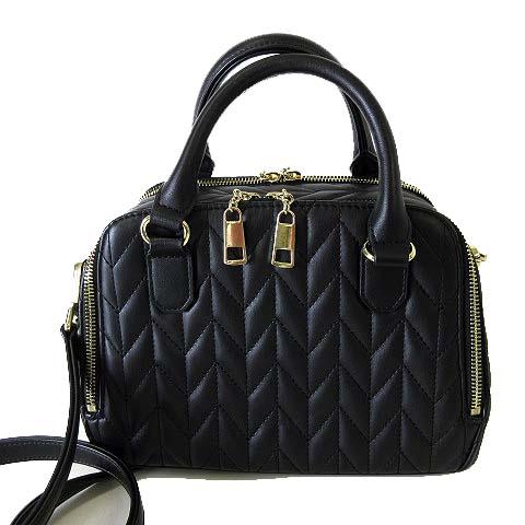 【未使用】DIANA キルティング フリル 2WAYバッグ 黒 チャーム付き 中古・古着通販】DIANA (ダイアナ) キルティングフリル2WAYバッグ