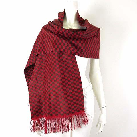 カシミヤ 絹 シルク 大判 ストール マフラー 市松模様 ブロック