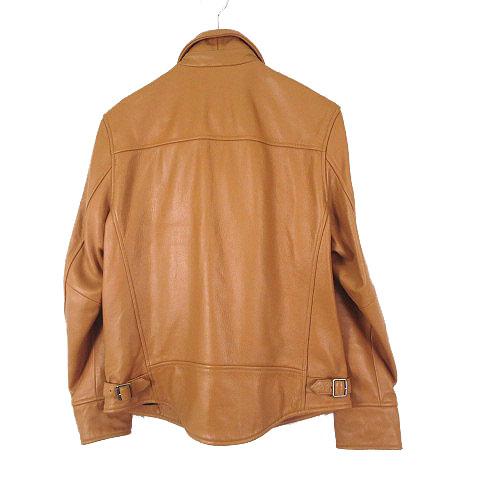 レザージャケット 本革 ジップアップ M-L キャメル メンズ : ブランド