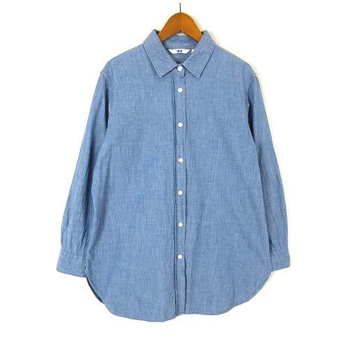 ユニクロ（UNIQLO） コットン シャンブレー ロング シャツ ブラウス 
