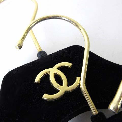 CHANEL シャネル ベルベット ハンガー 黒 ベロア ガーメントカバー CHANEL（シャネル） ハンガー ココマーク 3本セット ベロア ベルベット