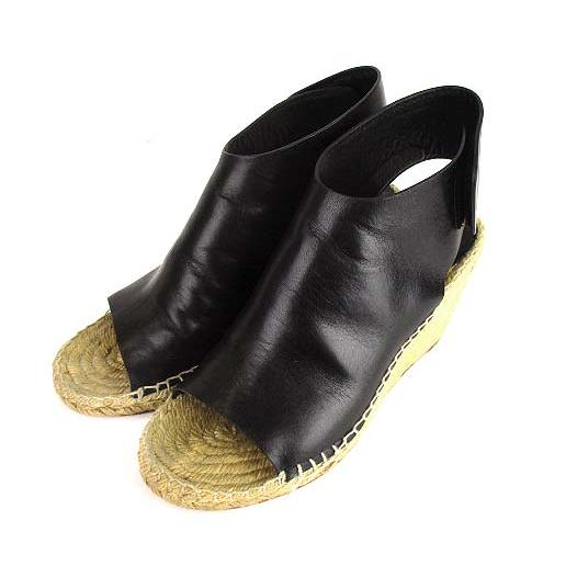 被り心地最高 中古 セリーヌ Celine サンダル 靴 ウェッジソール レザー エスパドリーユ オープントゥ 黒 ブラック 39 レディース ベクトル 古着 Sale 公式通販 Www Skylanceronline Com