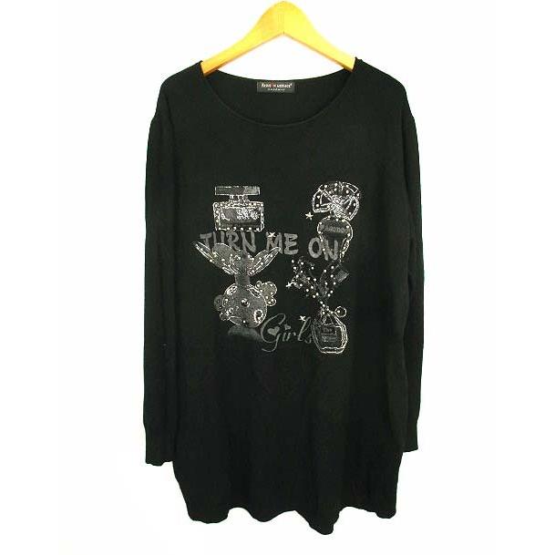 中古 ファッションメッセージ Fashion Message トップス ニット セーター プルオーバー チュニック スタッズ プリント 長袖 ブラック 黒 ベクトル 古着 069 ブランド古着販売のベクトル 通販 Yahoo ショッピング