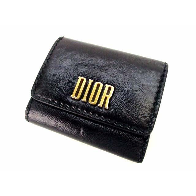 中古 クリスチャンディオール Christian Dior 三つ折り財布 コンパクトウォレット ミニ財布 レザー 革 ロゴ 黒 ブラック メンズ レディース ベクトル 古着 069 ブランド古着販売のベクトル 通販 Yahoo ショッピング
