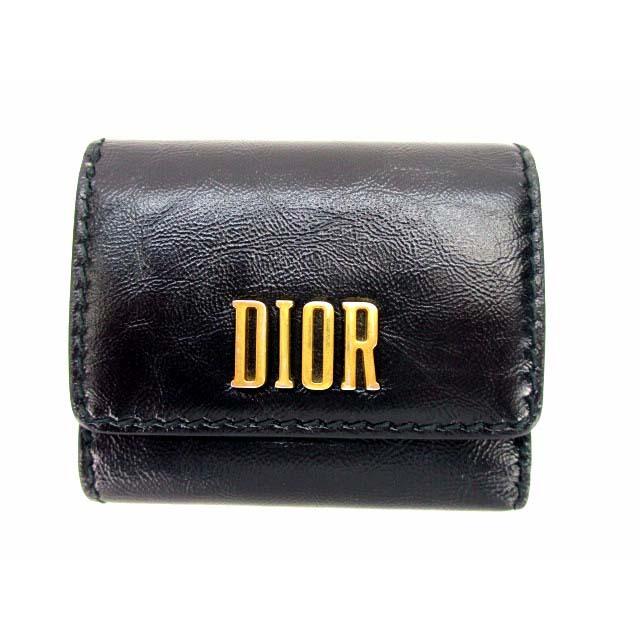 Christian Dior 三つ折り財布 ロゴ コンパクトウォレット レザー-