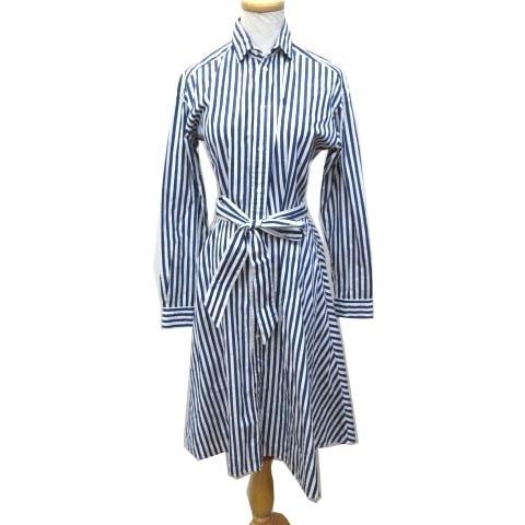 中古 ポロ ラルフローレン Polo Ralph Lauren シャツワンピース ストライプ ロング丈 長袖 ベルト 国内正規 コットン 0 Xs 白 ホワイト 青 ブルー Ibs91 070 ブランド古着販売のベクトル 通販 Yahoo ショッピング