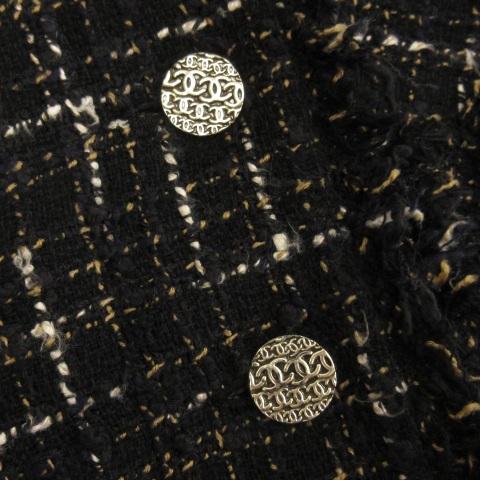 シャネル CHANEL 04S ツイード ジャケット レース切替 ココマーク 