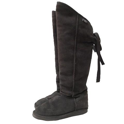 エミュー emu ロング ブーツ レザー スエード メリノウール レース