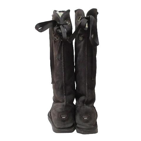 エミュー emu ロング ブーツ レザー スエード メリノウール レース