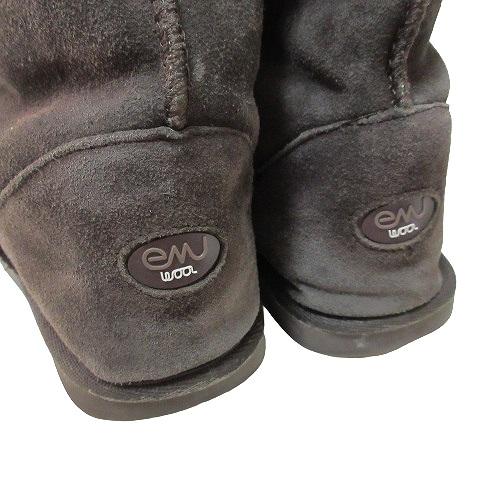 エミュー emu ロング ブーツ レザー スエード メリノウール レース