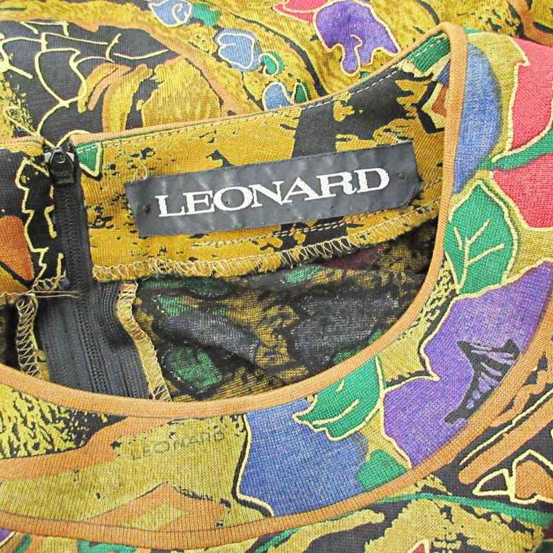 レオナール LEONARD 90S ヴィンテージ シルク混 長袖 カットソー ウール 総柄 リボン マスタード L 0410 IBO51 レディース｜vectorpremium｜08