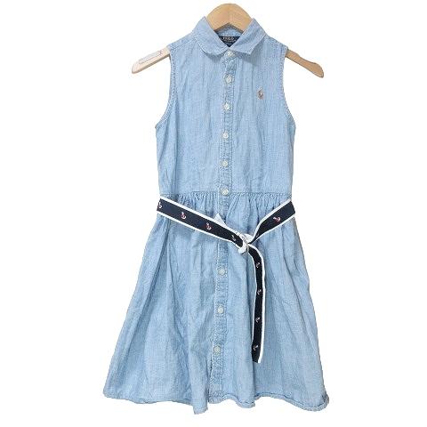 ポロ ラルフローレン ダンガリー ワンピース ひざ丈 ノースリーブ 