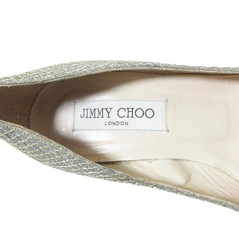 JIMMY CHOO】ゴールドスタッズフラットパンプスポインテッドトゥ