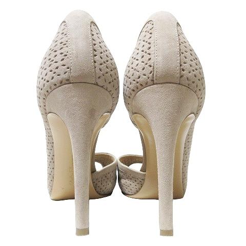 フェラガモ Ferragamo ベージュ オープントゥ パテントハイヒール