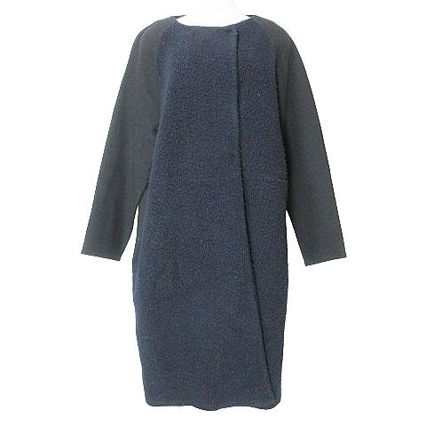 ステラシフォン STELLA CIFFON ノーカラー ボア切替 ロング コート