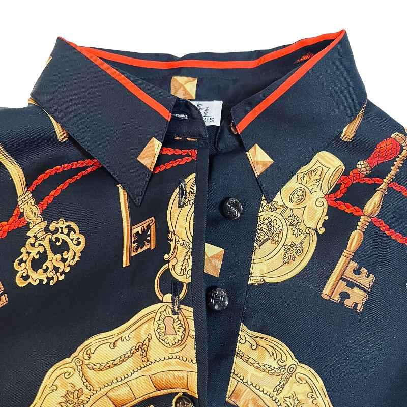 HERMES エルメス 半袖シャツ シルク100% Lサイズ HERMES エルメス 半袖シャツ シルク100% Lサイズ