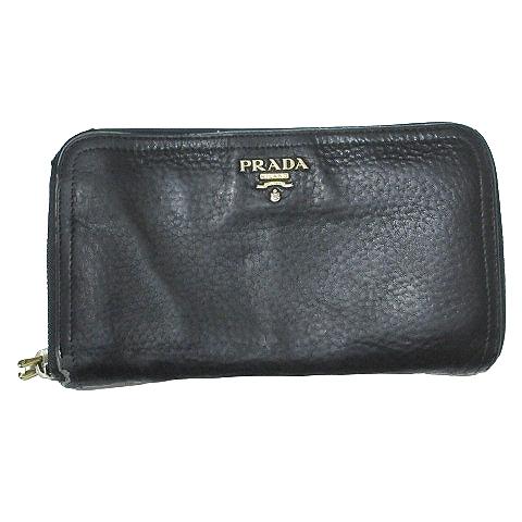 PRADA プラダ レザー 長財布 ラウンドファスナー 小銭入れあり