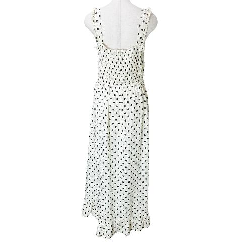 ZARA ザラ ドット柄 ワンピース ロング ノースリーブ リネン混