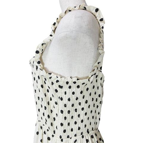 ZARA ザラ ドット柄 ワンピース ロング ノースリーブ リネン混