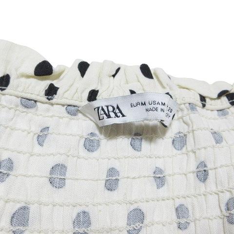 ZARA ザラ ドット柄 ワンピース ロング ノースリーブ リネン混