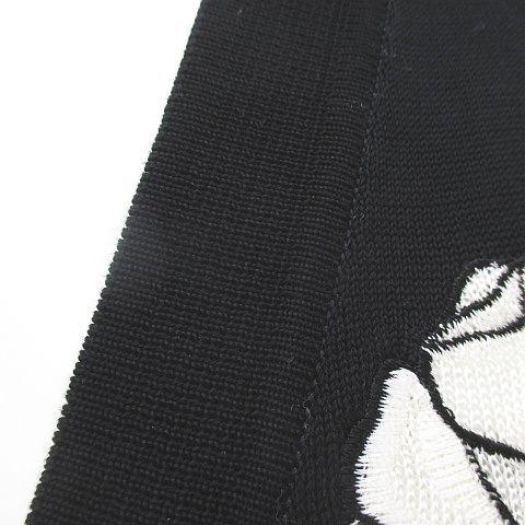 レオナール Leonard 花柄 フラワー 長袖 カーディガン ニット M 黒系 ブラック 日本製 刺繍 ミディアム丈 綿 コットン ブランド古着販売のベクトルyahoo ショッピング店 077 中古 レオナール Leonard 花柄 フラワー 長袖