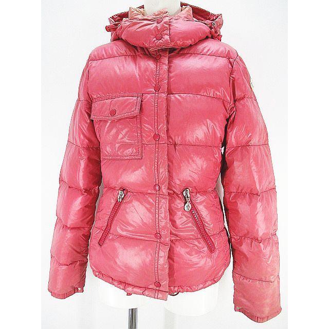 愛用 Moncler 古着 ベクトル レディース 裏地 ダブルボタン フード ワッペン ピンク 0 ダウンジャケット Moncler 中古 モンクレール ダウンジ Moncler 中古 モンクレール コート アウター Dagl Tg