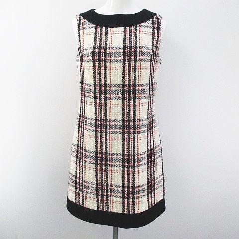 中古 ダックス Daks チェック柄 ノースリーブ 膝上 ミニ ワンピース ツイード 38 白系 ホワイト 日本製 毛 ウール 綿 コットン 裏地 ベクトル 古着 077 ブランド古着販売のベクトル 通販 Yahoo ショッピング