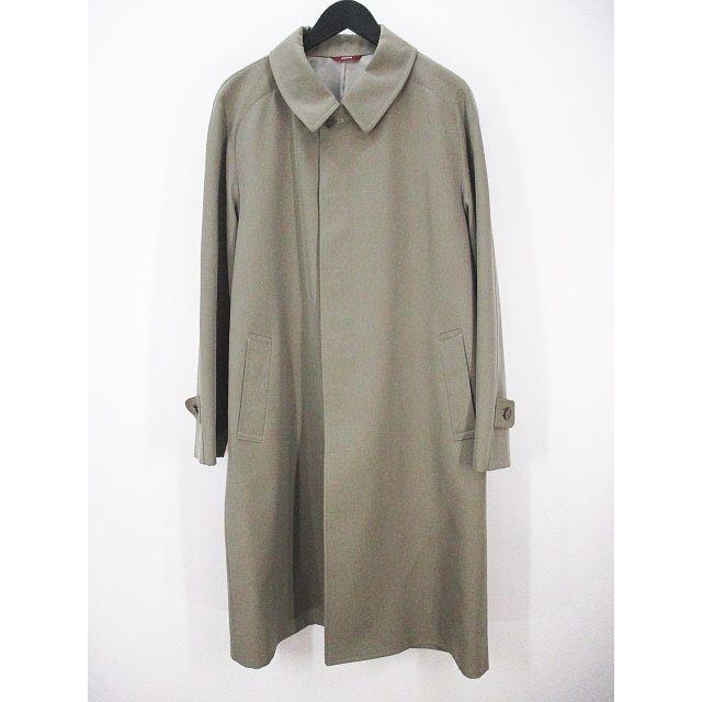 中古 ダーバン Durban ステンカラーコート ロング丈 92a5 緑系 カーキ 無地 比翼ボタン 裏地 毛 ウール メンズ ベクトル 古着 日本最級