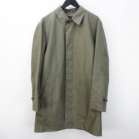 中古 ニューヨーカー Newyorker ステンカラーコート L カーキ系 裏地 ライナー付 比翼 ボタン メンズ 激安セール