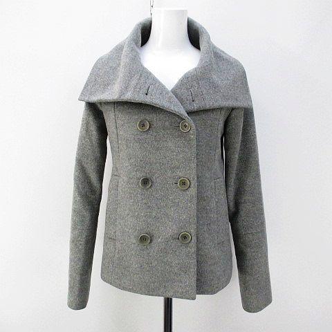 新春福袋21 中古 セオリー Theory Pコート 2 ピーコート グレー 灰 裏地 ダブルb ウール 毛 レディース ベクトル 古着
