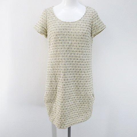 ジュエルチェンジズ Jewel Changes アローズ 半袖 膝上 ミニ タイトワンピース ツイード 36 ベージュ 日本製 ラメ 毛 ウール レディース 077 ブランド古着販売のベクトル 通販 Yahoo ショッピング