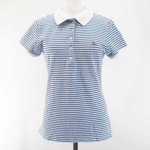 中古 ポロジーンズ ラルフローレン Polo Jeans 半袖 ポロシャツ M 青系 ブルー ボーダー柄 総柄 綿 コットン スナップボタン レディース ベクトル 古着 077 ブランド古着販売のベクトル 通販 Yahoo ショッピング