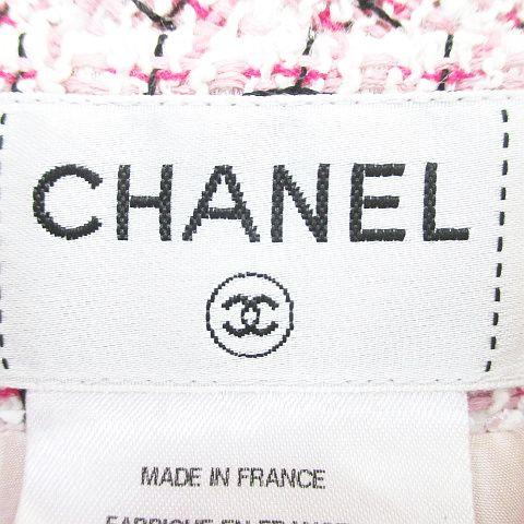 シャネル CHANEL P47766V29573 M7394 チェック柄 膝丈 ツイード タイト 