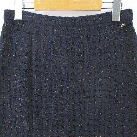 シャネル CHANEL P53380V40022 MB960 膝丈 ツイード プリーツスカート  