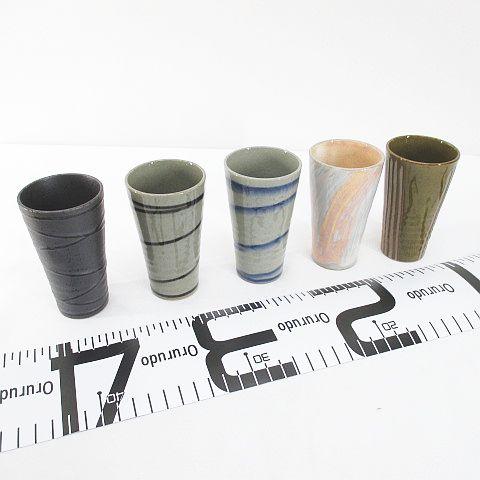 小粋庵 絵変り一口ビールセット 5客セット 酒器 湯呑 陶器グラス マルチカラー 食器｜vectorpremium｜05