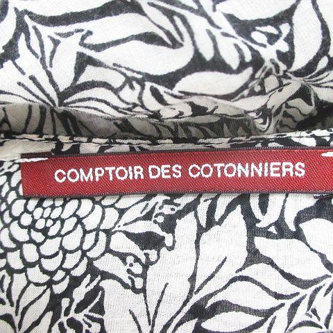 コントワーデコトニエ COMPTOIR DES COTONNIERS 七分袖 膝丈 ワンピース 38/9  黒系 ブラック 花柄 フラワープリント 裏地 綿 コットン ウ｜vectorpremium｜03