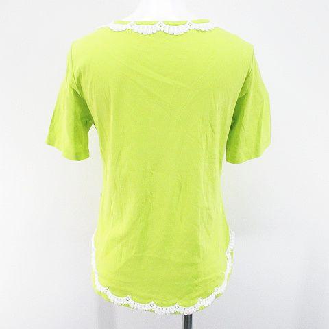 カルヴェン CARVEN 半袖 Tシャツ カットソー 9 黄緑 ライトグリーン 日本製 レース 刺繍 綿 コットン レディース｜vectorpremium｜02