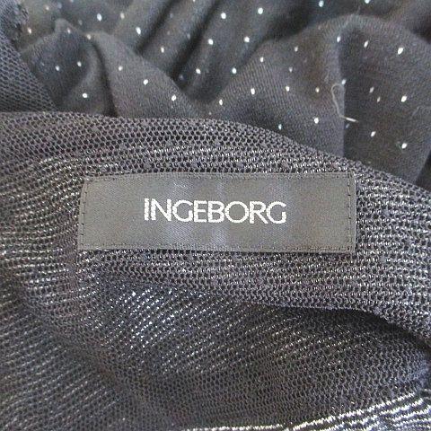 インゲボルグ INGEBORG 七分袖 膝丈 ワンピース 9 黒系 ブラック 水玉柄 ドット フリル レース ボタン レディース｜vectorpremium｜03