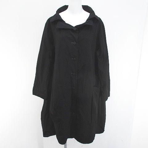 ジウ 慈雨 長袖 膝丈 シャツワンピース ワンピース 40 黒系 ブラック  